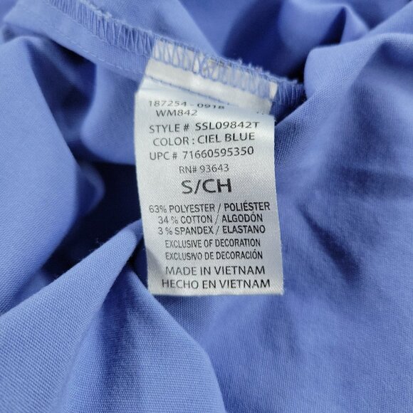 Scrubstar Scrub Top Shirt Women's Small Blue V-Neck Short Sleeve Pocket Uniform - Picture 13 of 13